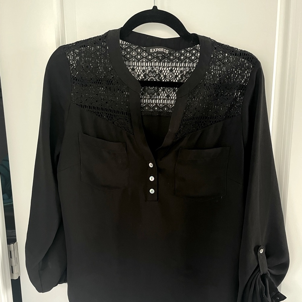 Medium Express Lacy Blouse Long Sleeve